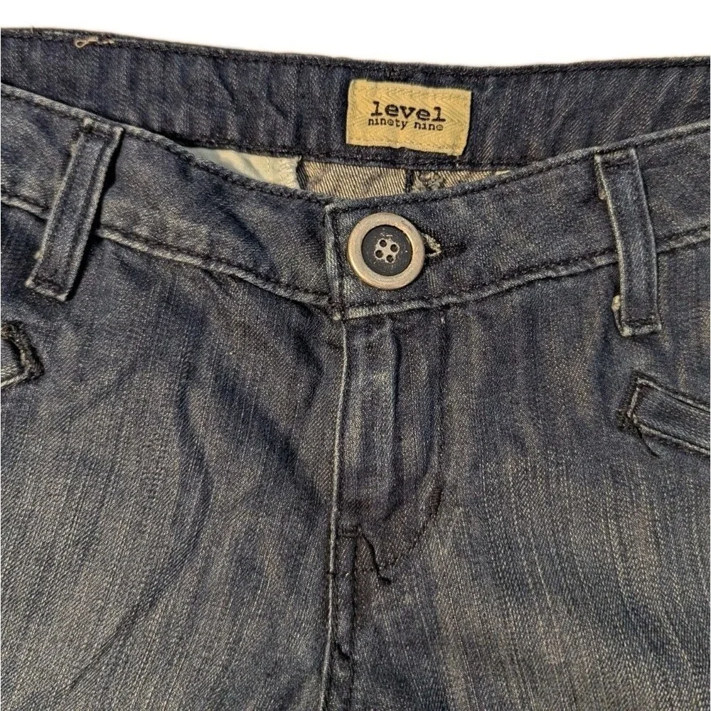 Anthropologie Level Ninety Nine Women's 8 Blue Jean Cuffed Shorts Low‎ Rise Y2K - Picture 3 of 10
